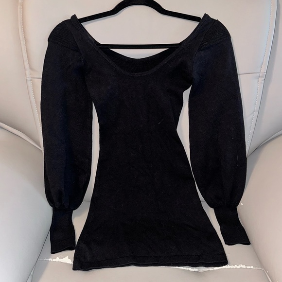 ASOS Ego x Jess Hunt volume sleeve open back mini dress in black - Picture 4 of 8